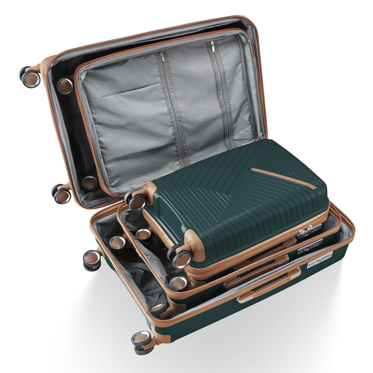 Luggage set of 4 pieces (14/20/24/28) with 4 360 degree silent rotating wheels made of PP material and durable TSA lock